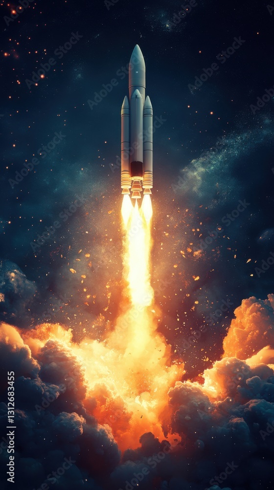 Obraz premium Fusée en lancement dans l'espace