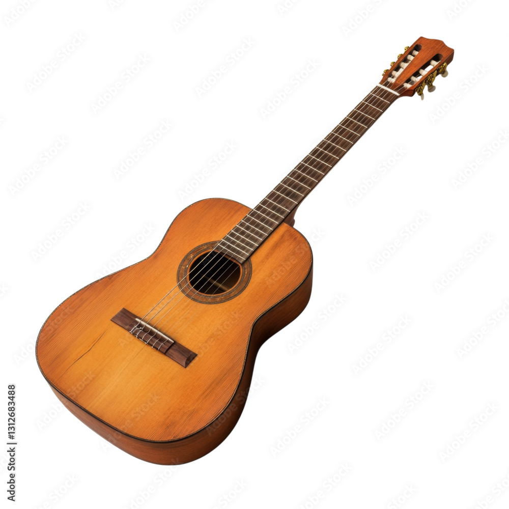 Fototapeta premium Vintage Acoustic Guitar - A Timeless Instrument . Transparent background PNG