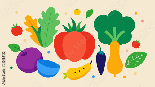 Vegetable icon. Vegetable icon set. Cartoon style