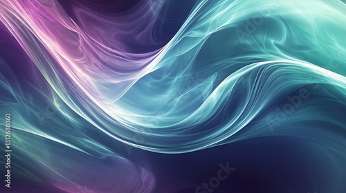 Wallpaper Mural vibrant glowing cosmic waveforms, soft and abstract, high resolution, purple and teal gradients, fluid and sleek design, futuristic and modern, flowing and minimalistic Torontodigital.ca