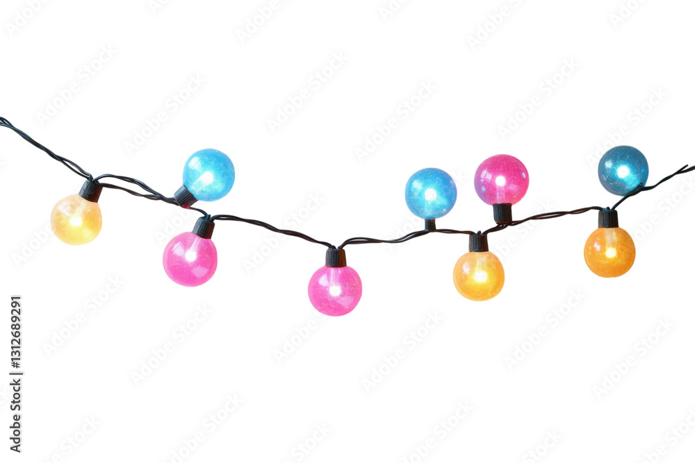 Colorful festive string lights illuminate a celebration at night Colorful festive string lights illuminate a celebration at night