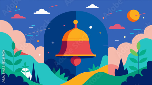 The rhythmic tolling of the bell grounds you in the present and quietens your racing thoughts.. Vector illustration
