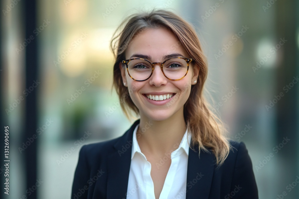 smiling german businesswoman with blurred background smiling german businesswoman with blurred background