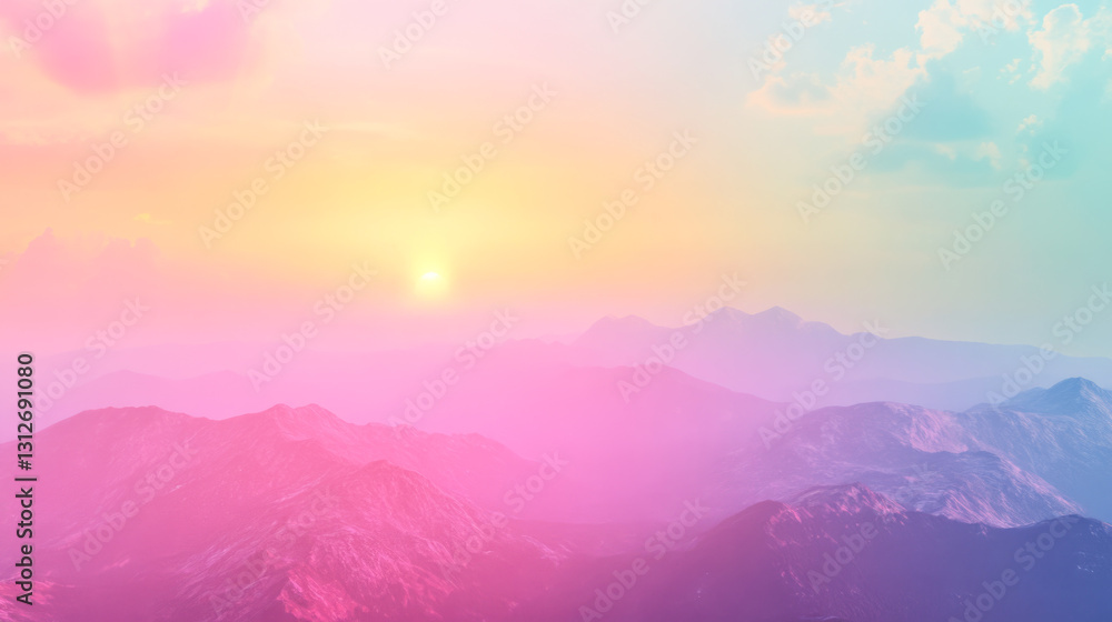 Obraz premium Colorful sunset over majestic mountain range with vibrant sky
