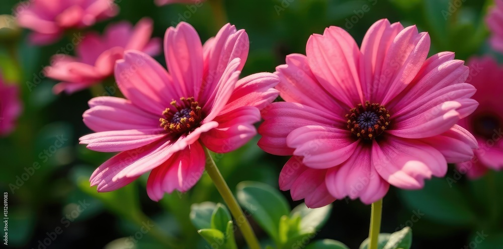 Obraz premium Double pink flowers of Dianthus plumarius in a garden bed, flower arrangement, perennial plants, flowering plants
