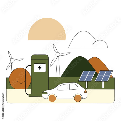 Sustainable fuel icon highlighting renewable energy landscape concept