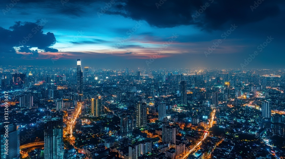 City lights illuminating the metropolitan skyline City lights illuminating the metropolitan skyline