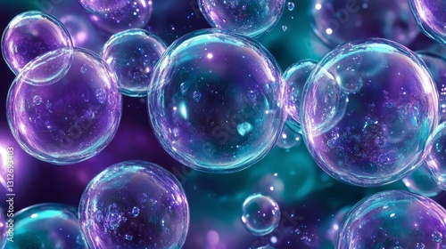 Wallpaper Mural vibrant purple and teal abstract background with overlapping floating bubbles and soft gradients, sleek and futuristic, playful and artistic design Torontodigital.ca