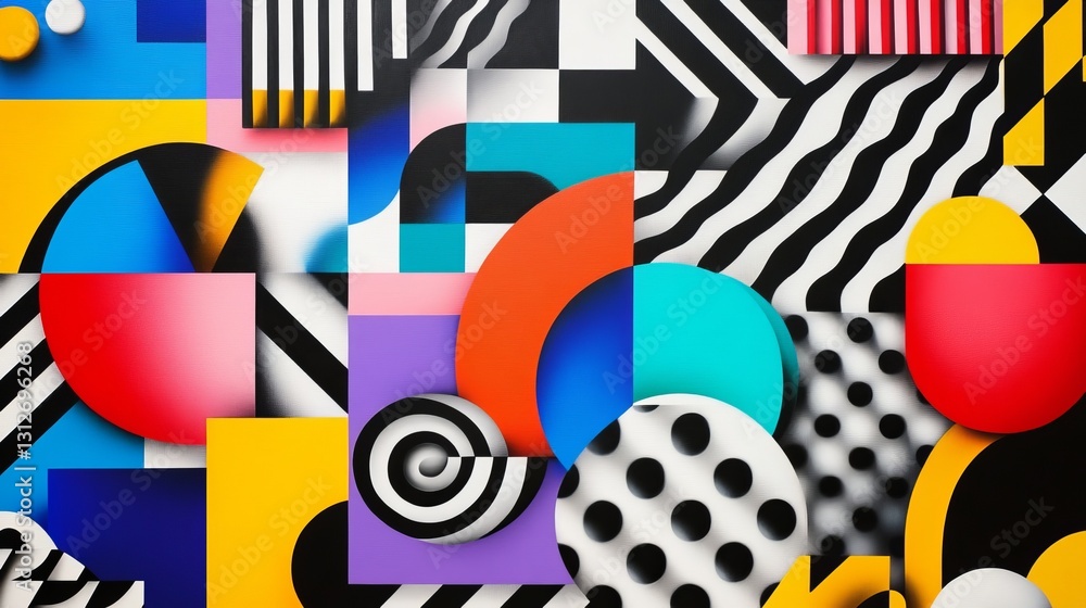 Obraz premium vivid multicolor abstract background with bold geometric patterns, artistic and playful, energetic and dynamic design