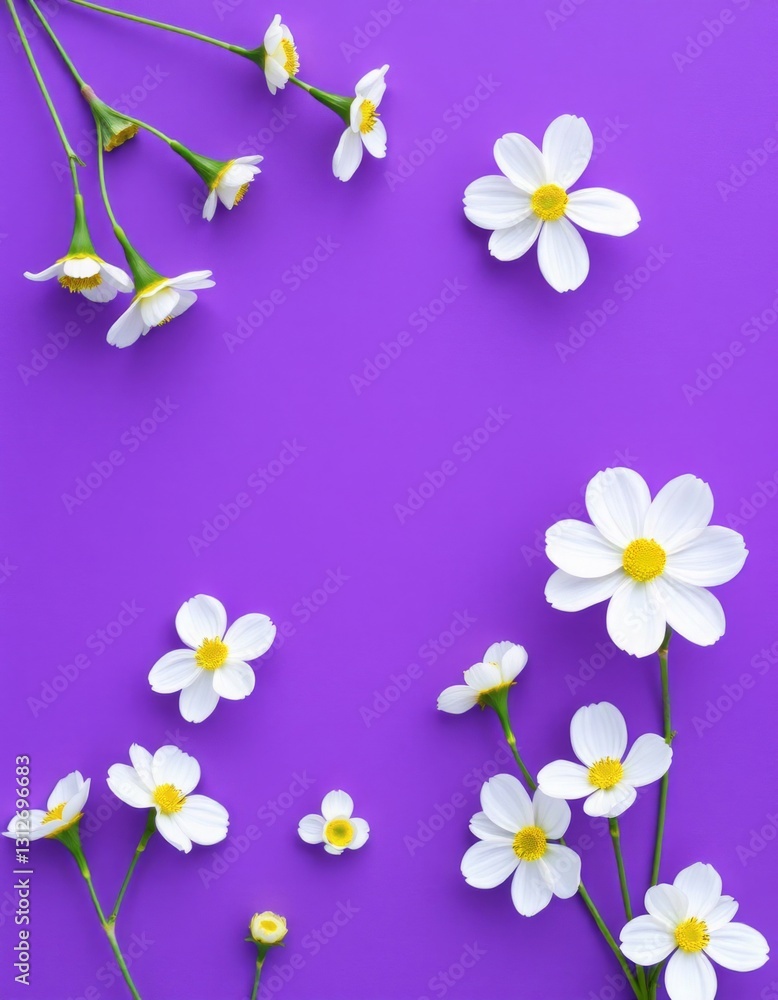 Number 8 on a purple background with white flowers Number 8 on a purple background with white flowers