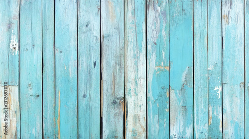 Weathered blue wooden planks with peeling paint for rustic background