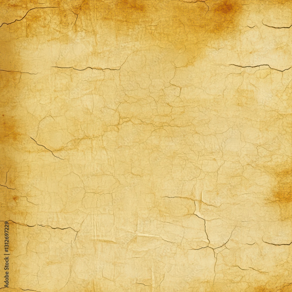 Fototapeta premium Vintage Parchment: An antique parchment paper, the texture of which evokes feelings of age and history. It is weathered and creased, bearing the marks of time and imparting an old aesthetic.
