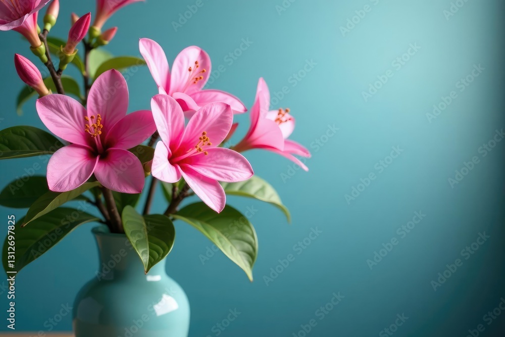 Obraz premium Pink and blue flowers in full bloom in a vase, tree, flower