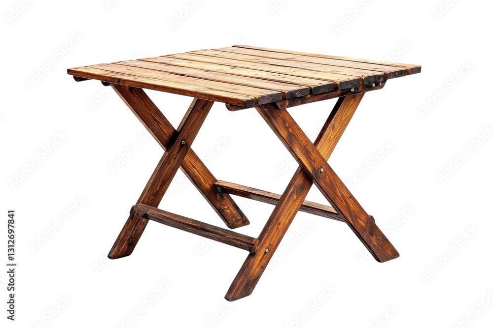 Wooden folding table designed for outdoor use with a rustic finish suitable for various settings Wooden folding table designed for outdoor use with a rustic finish suitable for various settings