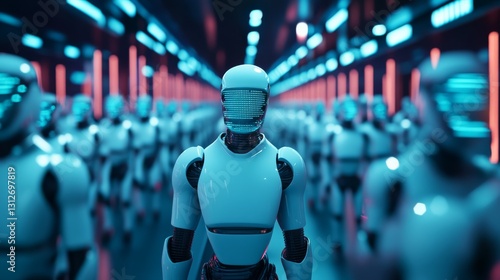 Wallpaper Mural A dystopian city ruled by AI, humans under strict digital surveillance Torontodigital.ca