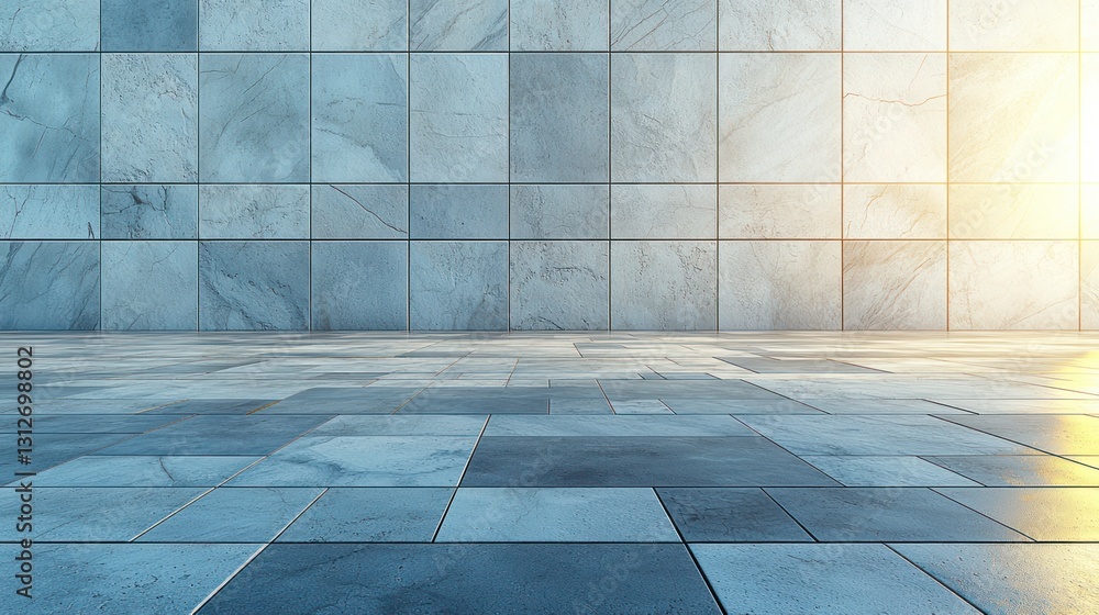 Empty Modern Tiled Space, Sunlight, Commercial Use Empty Modern Tiled Space, Sunlight, Commercial Use