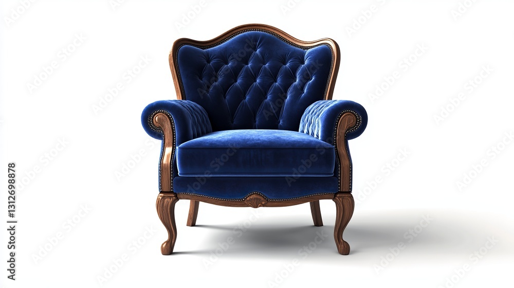 Blue Velvet Classic Armchair with Wooden Legs
Blue Velvet Classic Armchair with Wooden Legs