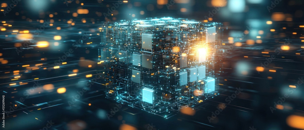 Obraz premium Digital Cube: Abstract Representation of Data and Technology