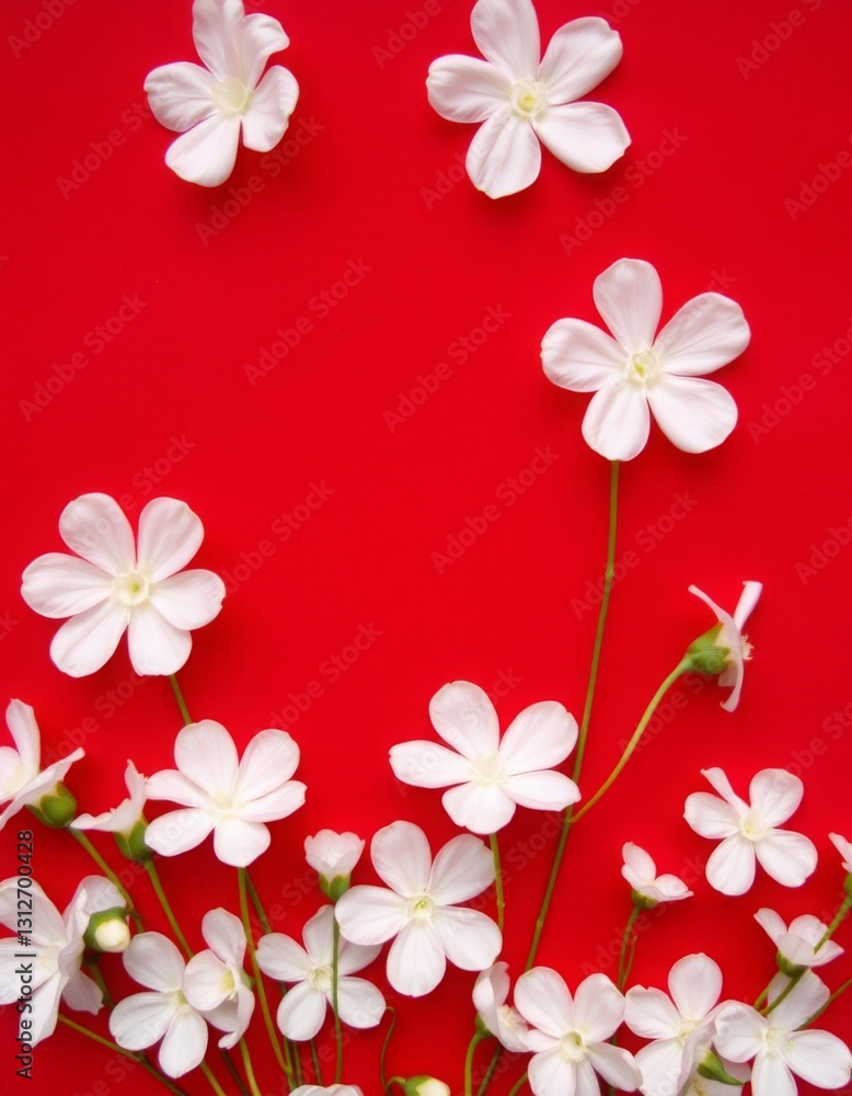 Number 8 on a red background with white flowers Number 8 on a red background with white flowers