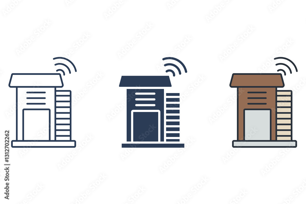 wifi and buillding icons isolated on White Background. Flat style design wifi and buillding icons isolated on White Background. Flat style design