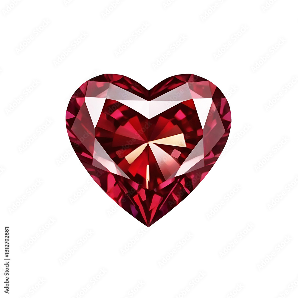 red heart shaped gemstone isolated on white background, valentine wedding love template with copy space for text red heart shaped gemstone isolated on white background, valentine wedding love template with copy space for text