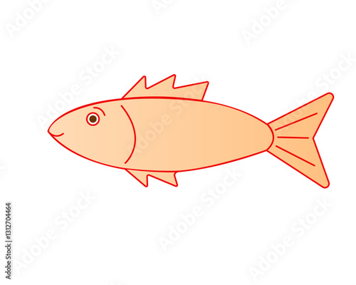 Fish. Little, cartoon golden fish with a red stroke - stock vector illustration for children. Smiling cute fish for children's things or books about the inhabitants of the sea or aquarium.	