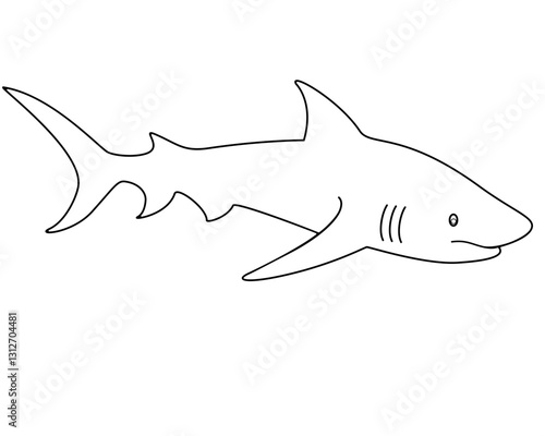 Shark - linear vector template for coloring. Outline. Vector animal - shark fish.	