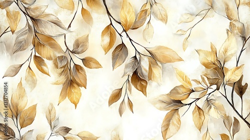 Watercolor painting of autumn leaves