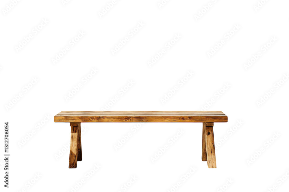 Wooden bench with simple design placed on white background for interior or exterior decoration ideas Wooden bench with simple design placed on white background for interior or exterior decoration ideas