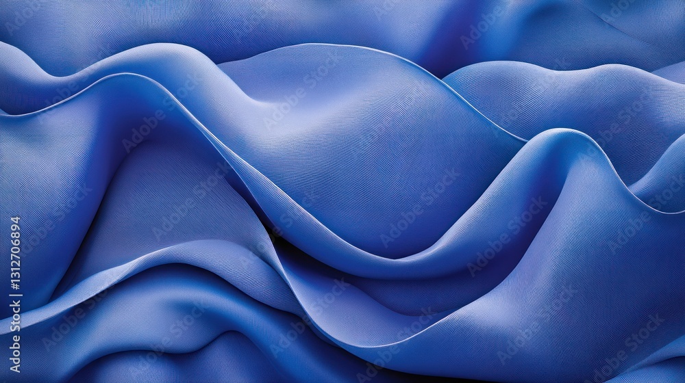 Obraz premium Blue fabric waves, abstract background, flowing texture, design element