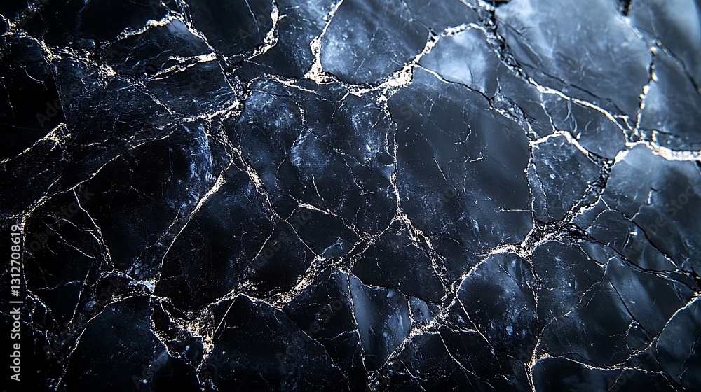 Obraz premium Abstract Dark Blue Black Marble Texture with White Cracks