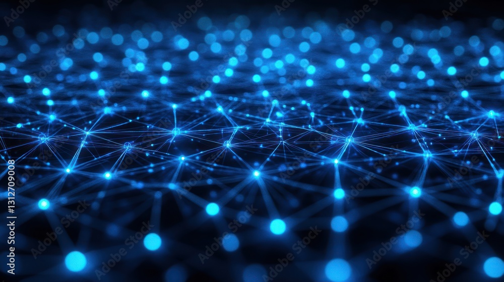 Abstract blue network connection; digital data flow; technology background; website banner Abstract blue network connection; digital data flow; technology background; website banner