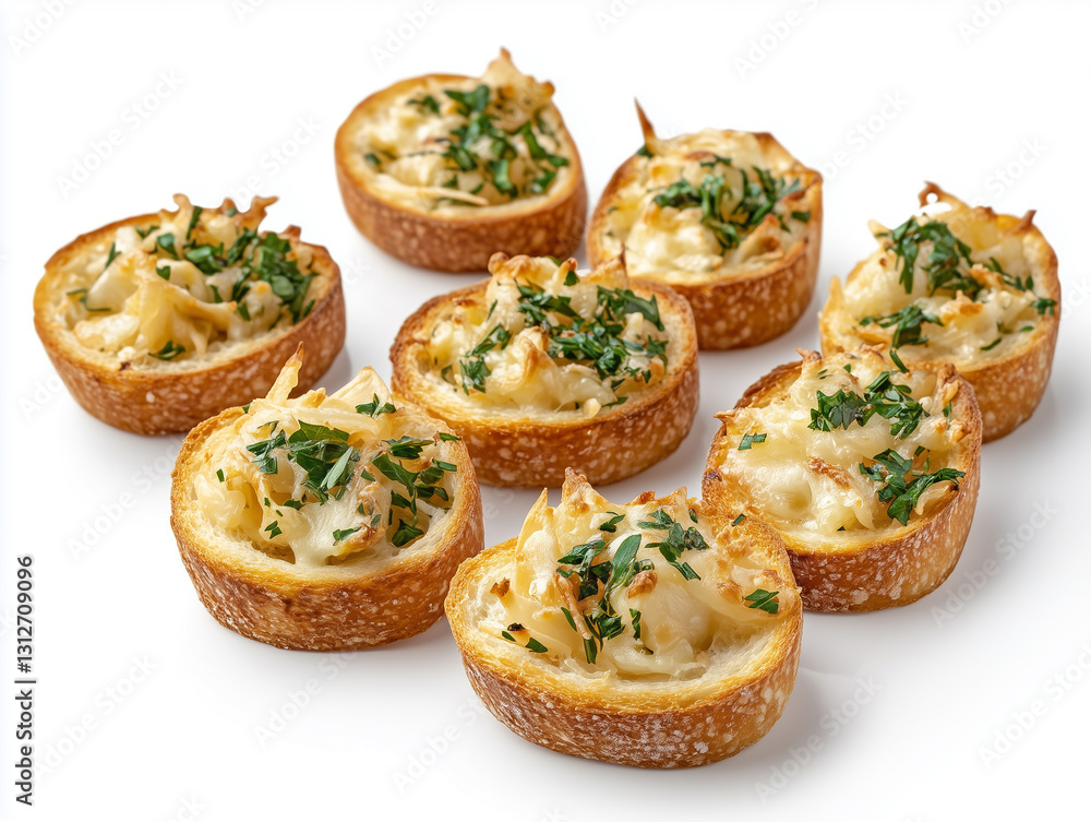 Realistic Bruschetta, white background, food photography Realistic Bruschetta, white background, food photography