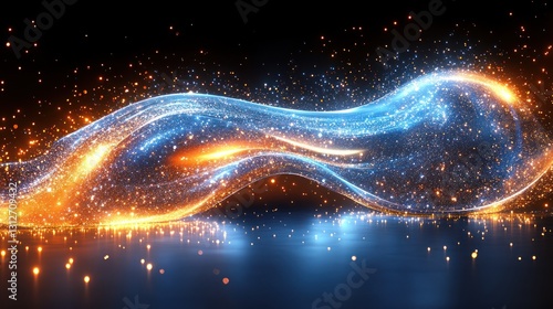 Abstract glowing energy wave effect, digital art photo