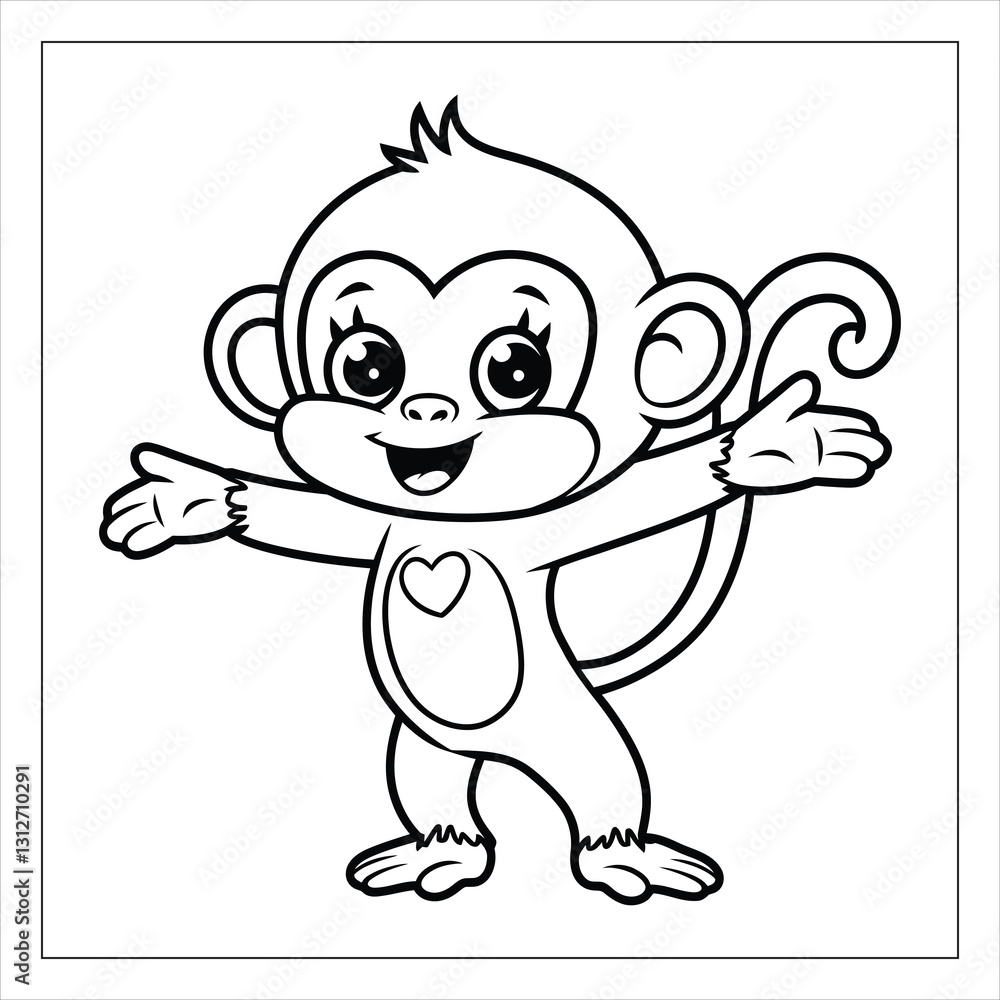 Obraz premium Monkey coloring page outline
