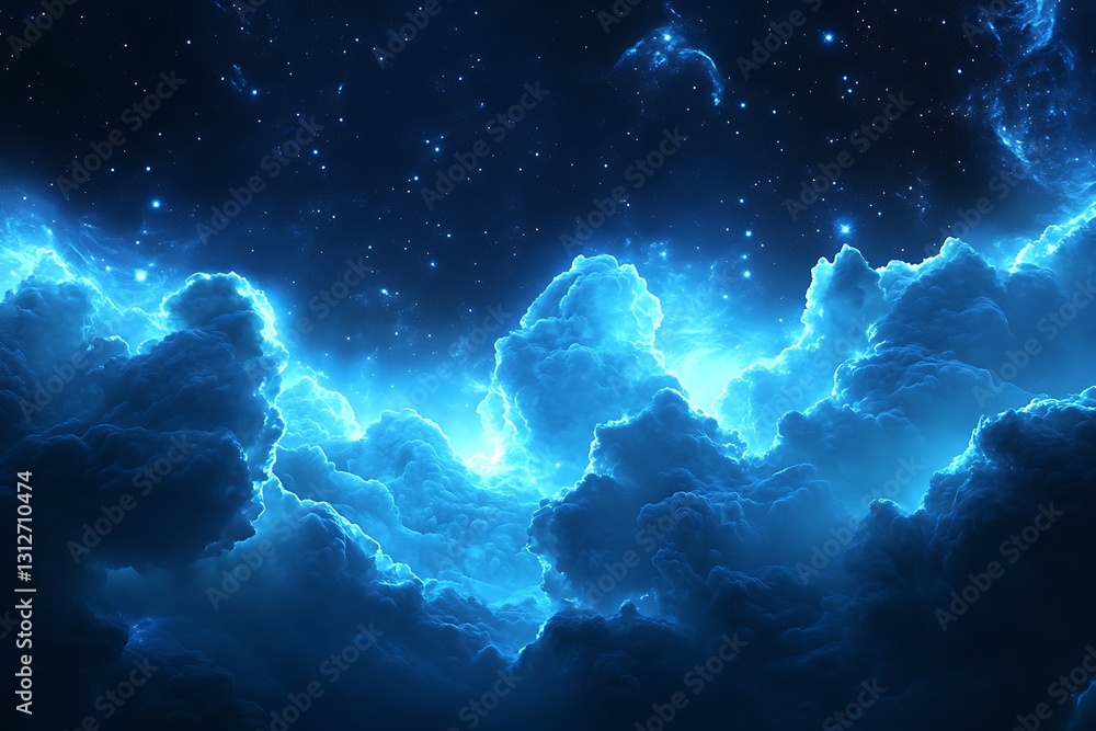 Mystical Night Sky with Glowing Clouds Mystical Night Sky with Glowing Clouds