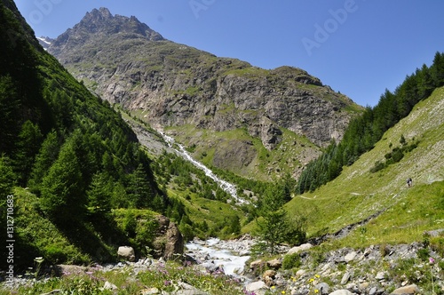 mountain landscape in the alps, tour of the Ecrins and Oisans Massif, hiking, trek, GR54, Alps, France, summer, holidays.