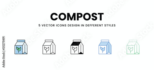 Compost vector icons set stock illustration.