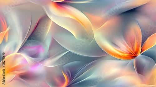 Seamless pattern with elegant abstract floral artwork with delicate flowing lines and soft pastel colors on a light background. Concept of beauty and nature