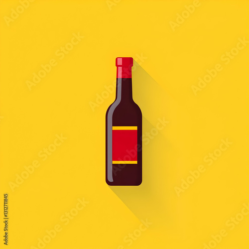 Simplistic Bottle Illustration on Bright Yellow Background