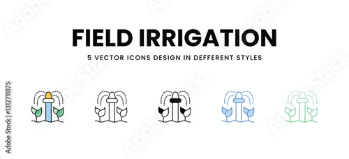 Field Irrigation vector icons set stock illustration.