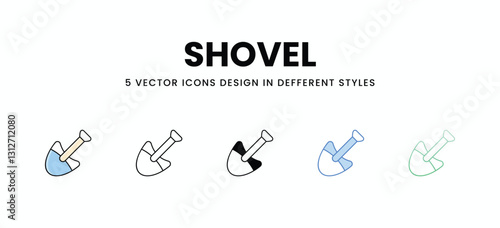Shovel vector icons set stock illustration.