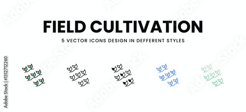 Field Cultivation vector icons set stock illustration.