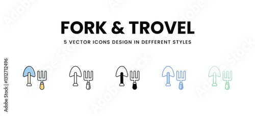 Fork & Trovel vector icons set stock illustration.