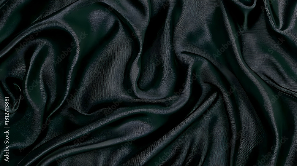Fototapeta premium Luxurious Black Satin Fabric with Elegant Texture and Depth