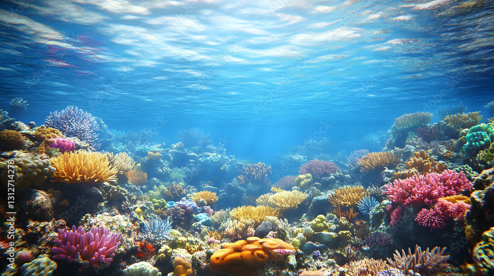 Fototapeta premium Vibrant Underwater Coral Reef Scene