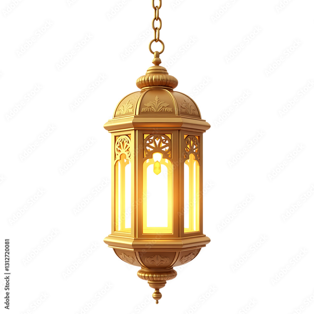 Golden Lantern: An ornamental golden lantern, its intricate patterns aglow with warm light, hanging gracefully. Golden Lantern: An ornamental golden lantern, its intricate patterns aglow with warm light, hanging gracefully.