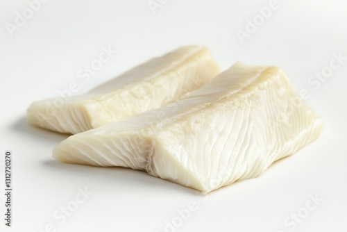 Wallpaper Mural Two pieces of fresh white fish fillets on a white surface Torontodigital.ca