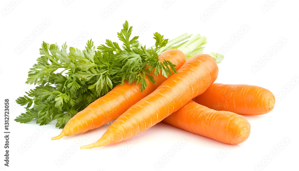 Baby carrots and green leaf isolated on white Baby carrots and green leaf isolated on white