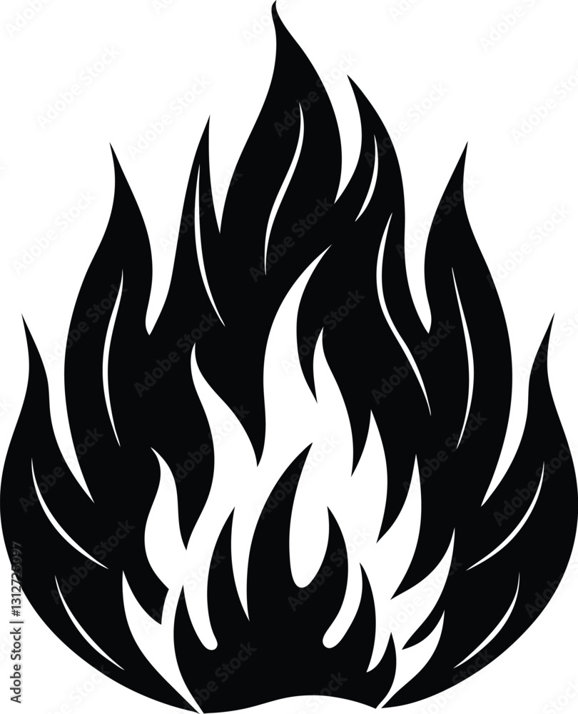 fire flames vector silhouette isolated on white background fire flames vector silhouette isolated on white background